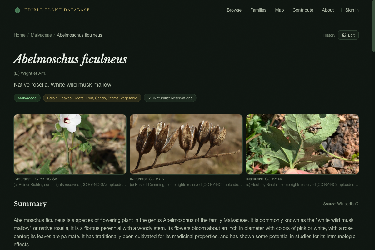 Plant page showing the Edit button in the top-right corner